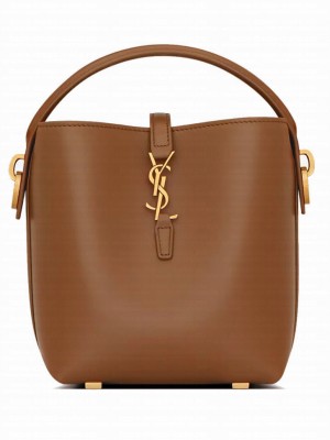 Saint Laurent Le 37 Mini In Shiny Leather 765870 Coffee