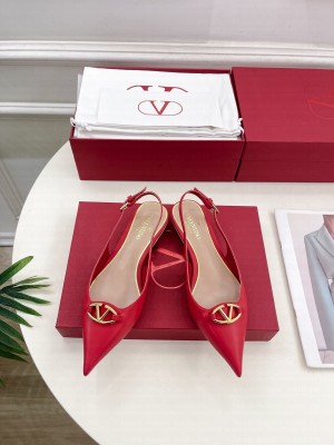 Valentino Garavani The Bold Edition Vlogo Slingback Ballerina In Red Calfskin 2025