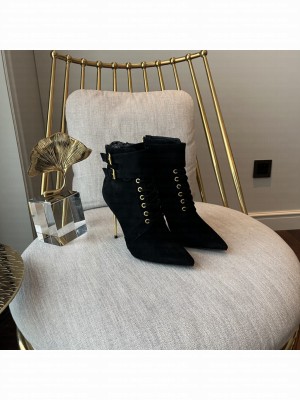 Balmain Women's 9.5cm URIA Uria Ankle Boots Suede Black 2022 Collection