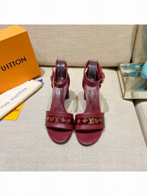 Louis Vuitton Silhouette Leather Sandals 8cm 1A958C Burgandy 2022 Collection