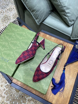 Gucci Women's GG Multicolo canvas sling back Red 2021 Collection