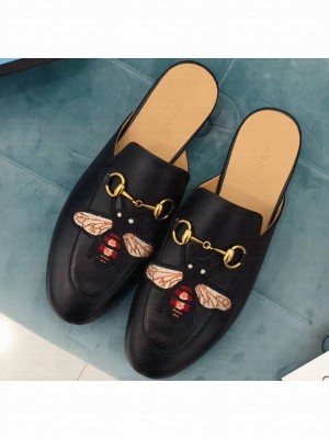 Gucci Women's Princetown Horsebit Slipper Embroidered Bees Black
