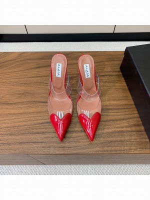 Alaïa LE CŒUR MULES IN PATENT CALFSKIN RED