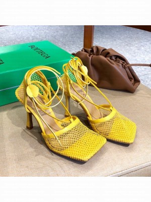 Bottega Veneta Lambskin Mesh Sandals 9cm Yellow  2021 Collection