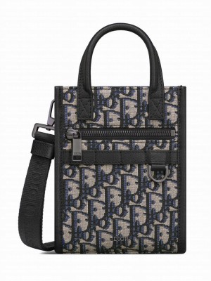 Christian Dior Safari North-South Mini Tote Bag Dark Blue