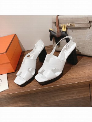 Hermes Elbe 9cm Sandals White