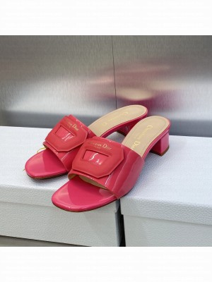 Dior Day Heel Slide Sandals 3.5cm in Patent Leather Red
