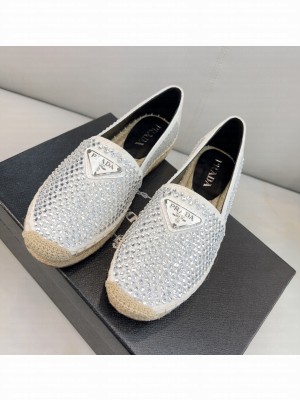 Prada 20 mm White Crystals espadrilles