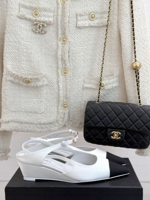 Chanel Satin & Grosgrain Wedge Slingbacks white 2025 