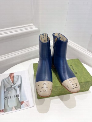 Gucci Women's with Interlocking G Hills Logo ankle boot blue 2021 Collection