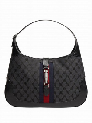 Balenciaga Hacker Small Hobo Bag In Jacquard Canvas Black