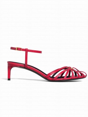 Celine Women's Triomphe Sandal In Lambskin Red