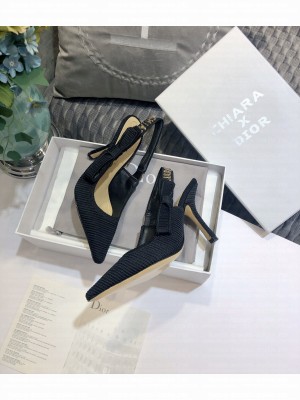 DIOR x CHIARA FERRAGNI  HEEL 9.5CM J'ADIOR SLINGBACK PUMPS TECHNICAL FABRIC BLACK 02