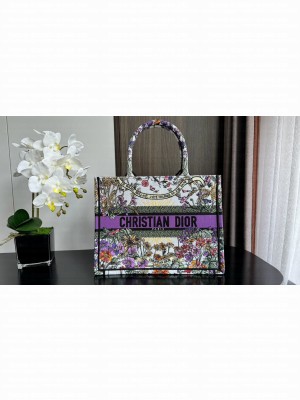 Medium Dior Book Tote Ecru Multicolor Dior 4 Saisons Ete Soleil Embroidery M1296ZEB