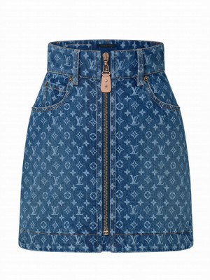 Louis Vuitton Women's Monogram Denim Mini Skirt Blue