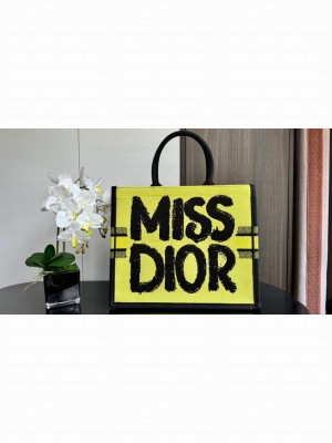 Medium Dior Book Tote Green and Blue Miss Dior Graffiti Embroidery M1296ZEZD