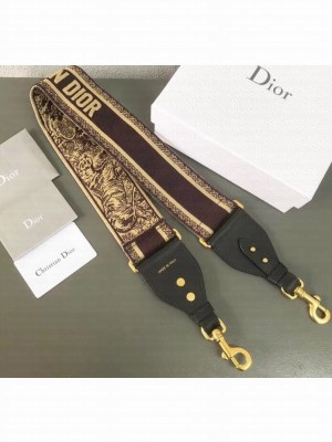 Dior Toile de Jouy motif Embroidered Shoulder Strap Burgundy