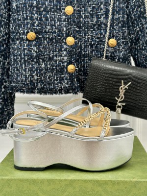 Gucci Signoria 7.5cm Platform Sandals Silver