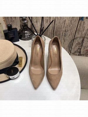 Saint Laurent Cassandra Suede Pumps 10cm Camel Brown 2021 Collection