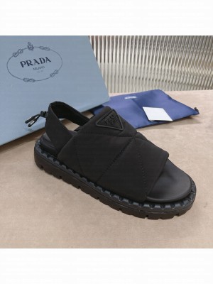 Padded Padded nylon Embossed rubber logo Black sandals