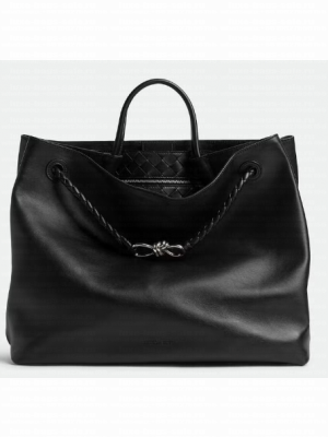 Bottega Veneta Large Andiamo Silky calfskin 806010 black&silver