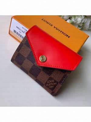 Louis Vuitton Zoé Small Wallet M62932 Damier Ebene Canvas/Red Leather  Collection