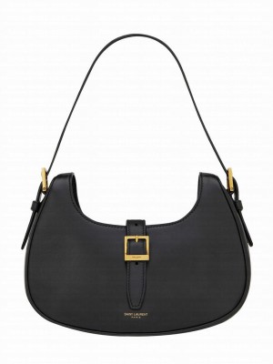 Saint Laurent Le Fermoir Hobo Bag In Shiny Leather 672615 Black