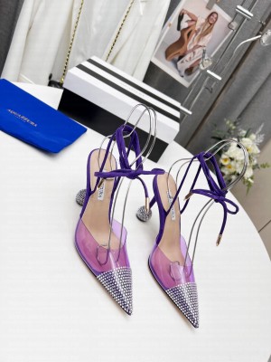 Aquazzuea Ankle Strap 10cm Crystal heel Purple PVC Sandals 2022 Collection