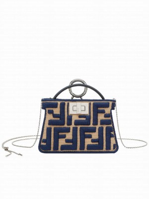 Fendi Nano Peekaboo Charm 7AR993 Dark Blue