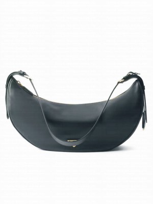 Prada Demi-lune Large Leather Shoulder Bag 1BC255 Black
