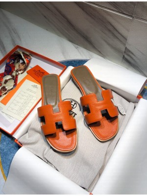 Hermes Oran Flat slippers in Togo Leather 037 2021 Collection