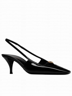 Saint Laurent Women's Blade Slingback Pumps In Patent Leather Black