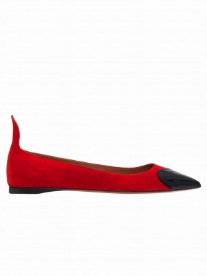 Alaia Women's Heart Ballerinas In Suede Goatskin And Patent Calfskin Red