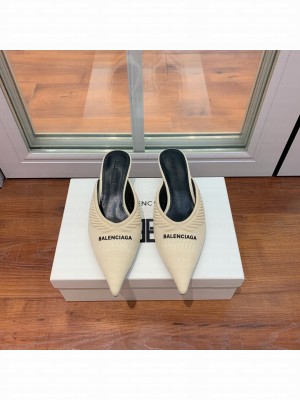 BALENCIAGA 4cm knitted Mule Sandals Beige
