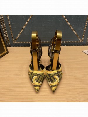 Fendace printed silk high-heeled slingbacks Green 2022 Collection