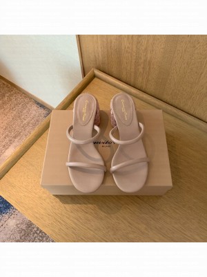 GIANVITO ROSSI FLOREA slip-on 60mm two slim rounded leather straps sandal beige 2022 Collection