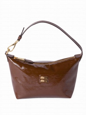 Miumiu Naplak Patent Leather Pouch 5NE841 Coffee