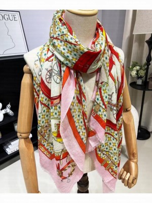Hermes Women's Les Voitures Nouvelles Scarf Pink