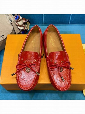 Louis Vuitton 1A3QO2 Gloria Monogram Leather Flat Loafer Bright Red 2021 Collection