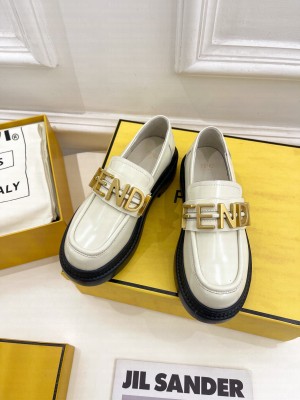 FENDI Fendigraphy White leather loafers