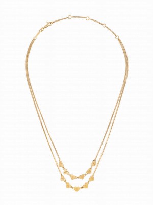 Celine Women's Double Necklace in Brass With Gold Finish Golden