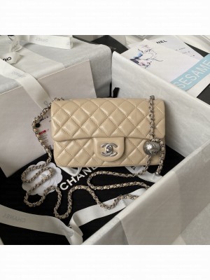 Chane1 AS1787 Mini Flap Bag Beige