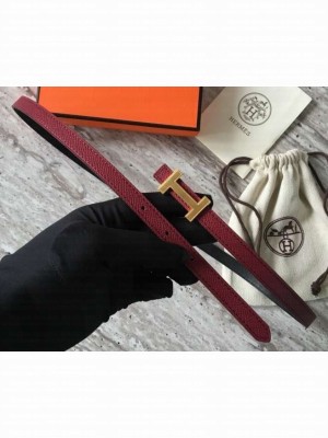 Hermes Width 1.3cm Reversible Leather Constance H Buckle Belt Date Red/Pink Gold