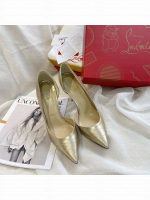 Christian Louboutin Stone Embossed Calfskin Pumps Gold 2021 Collection