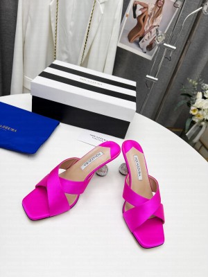Aquazzuea 10cm Crystal heel Pink Satin Mule 2022 Collection