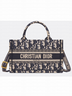 Mini Dior Book Tote Blue Dior Oblique Embroidery S5573C