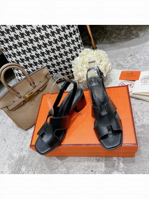Hermes Elbe 6cm Sandals black