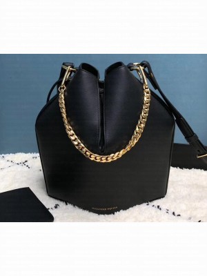 Alexander Mcqueen Calf Leather The Bucket Bag Black