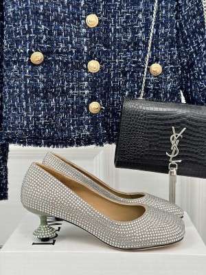 Loewe Toy pump in suede and allover rhinestones Gray