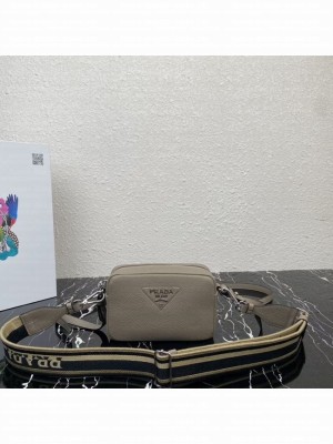 Prada Leather shoulder bag 1BH192 gray